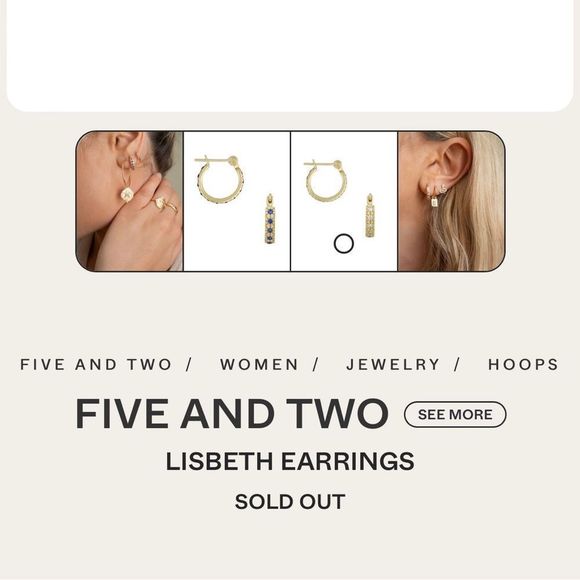 FIVE AND TWO 18K GOLD HOOPS DIAMOND CUT SAPPHIRE CRYSTALS STARBURST HOOPS NWT - Picture 5 of 15